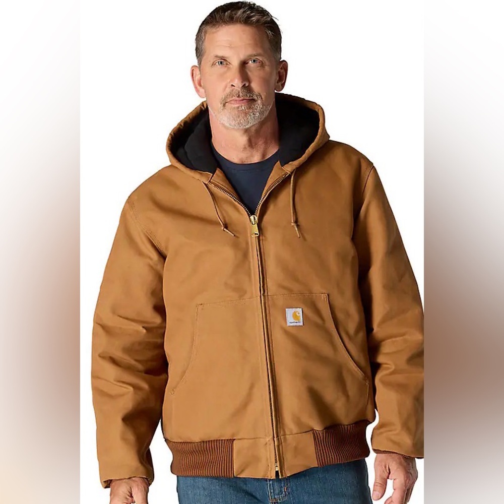 Carhartt Men's Rust Brown Hooded Performance Jacket Size XL Loose Fit. USA made.